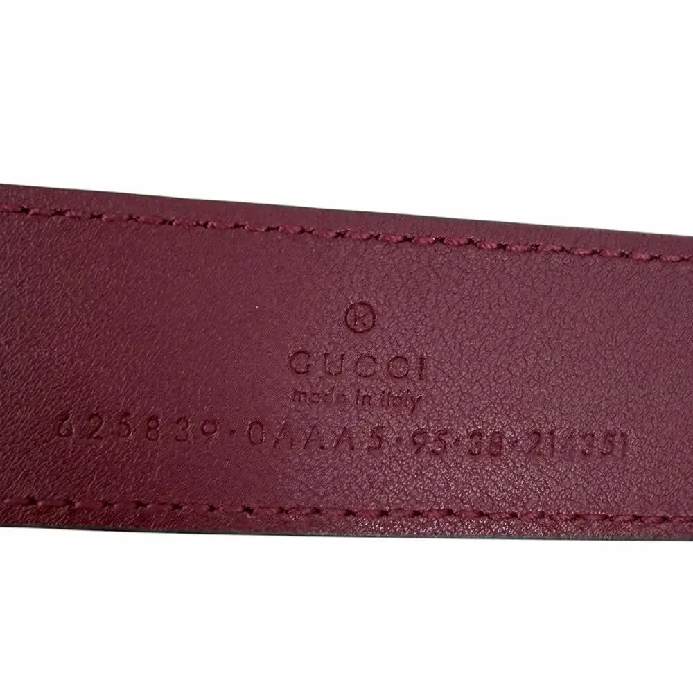 Gucci GG Marmont Belt Red Leather Gold Buckle Women Size 95/38